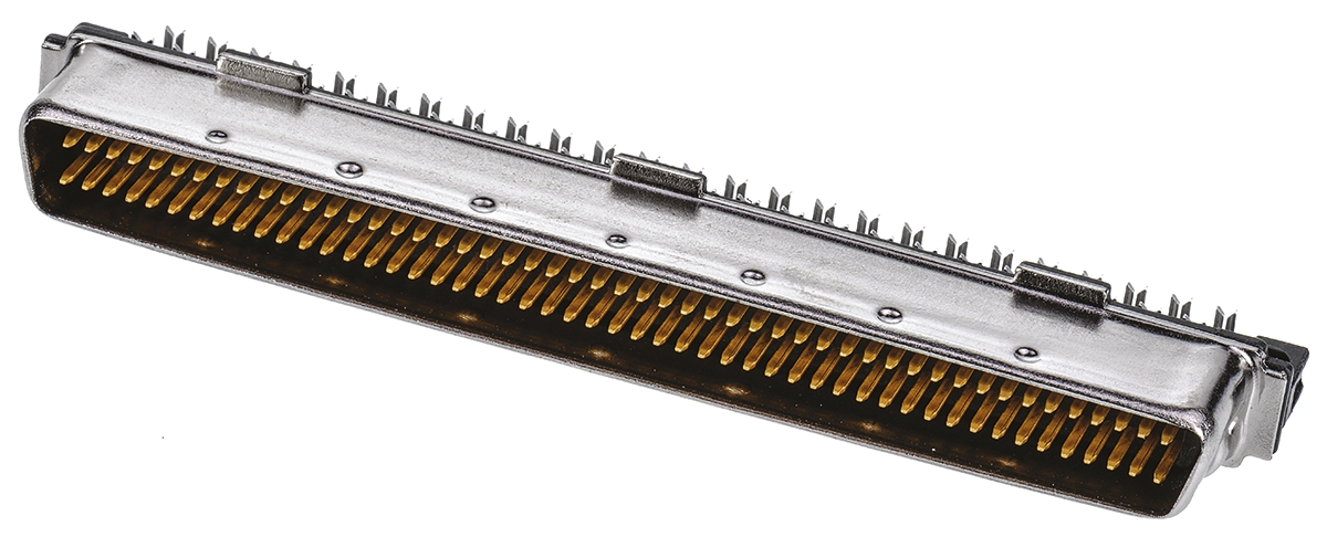 TE Connectivity, AMPLIMITE 0.50 100 Way Male Right Angle Cable SCSI Connector 1.27 mm Pitch, Latch Block, IDC