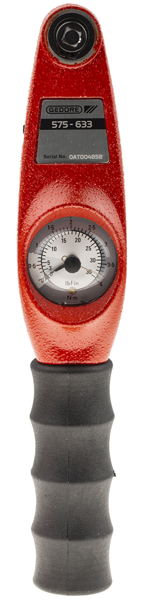 RS PRO Dial Torque Wrench, 0.3 To 4 Nm, 1/4 in Drive, Square Drive, 244mm Overall