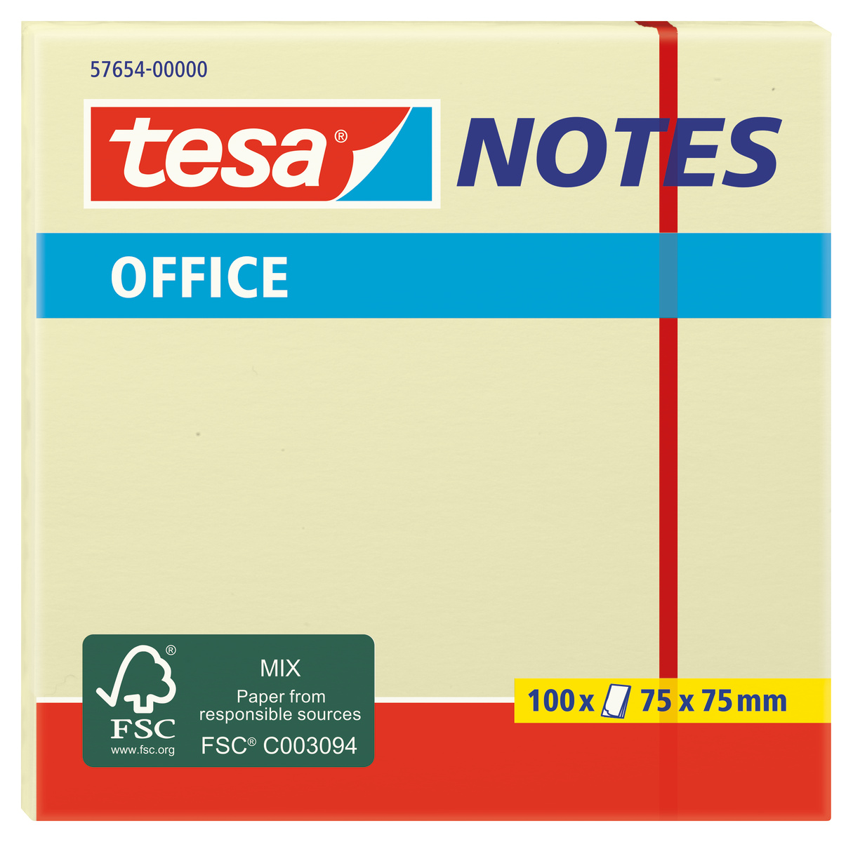 Tesa Yellow Sticky Note, 100 Notes per Pad, 75 mm x 75 mm