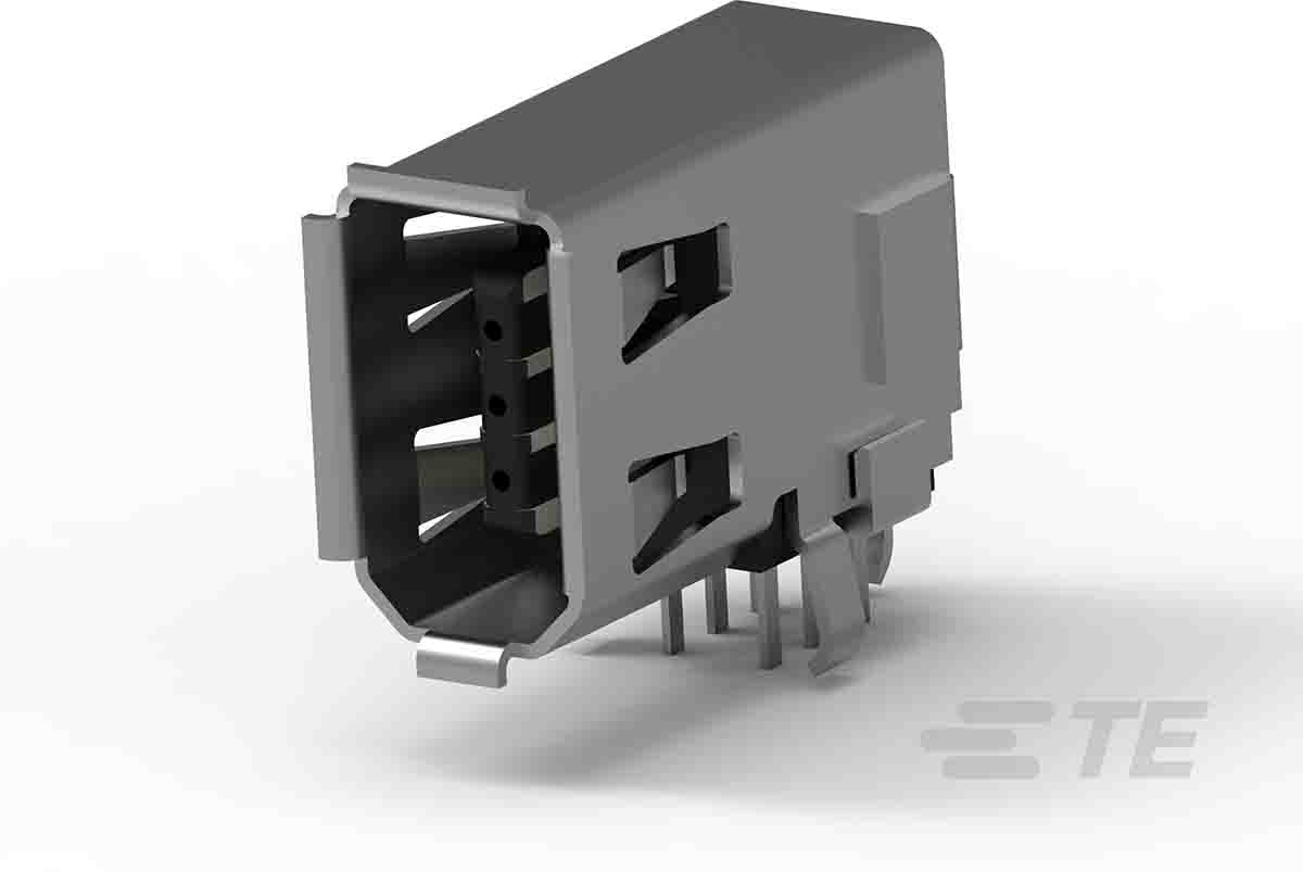 TE Connectivity, IEEE 1394 6 Way Right Angle Through Hole Firewire Connector Female