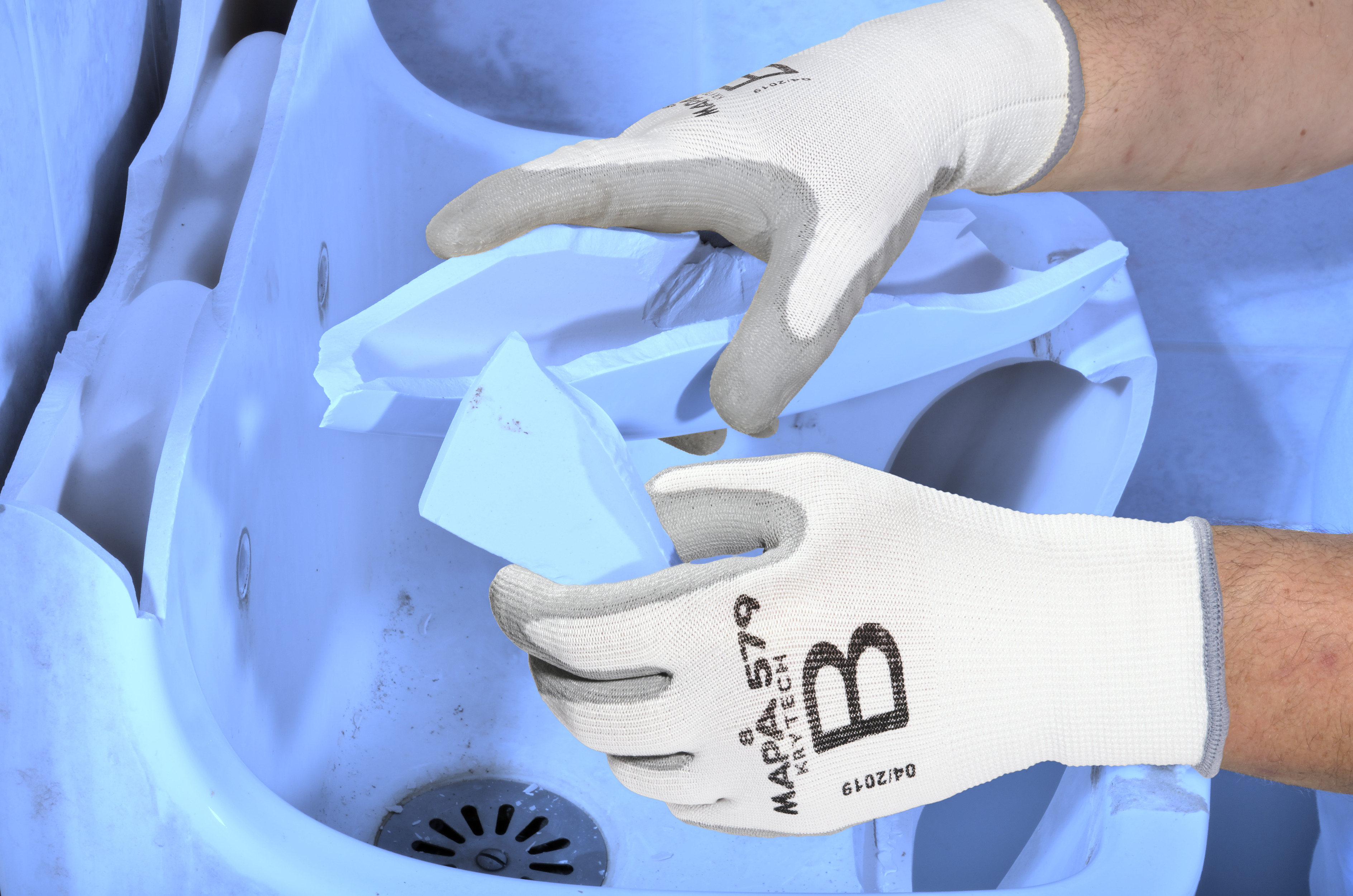 579 Mapa KRYTECH  Grey, White Polyurethane Work Gloves, Size 9, Polyurethane Coating