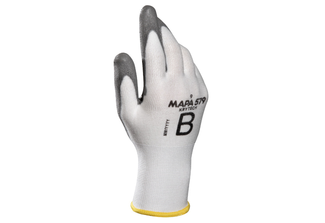 Mapa KRYTECH 579 Grey, White Polyurethane Work Gloves, Size 10, Polyurethane Coating