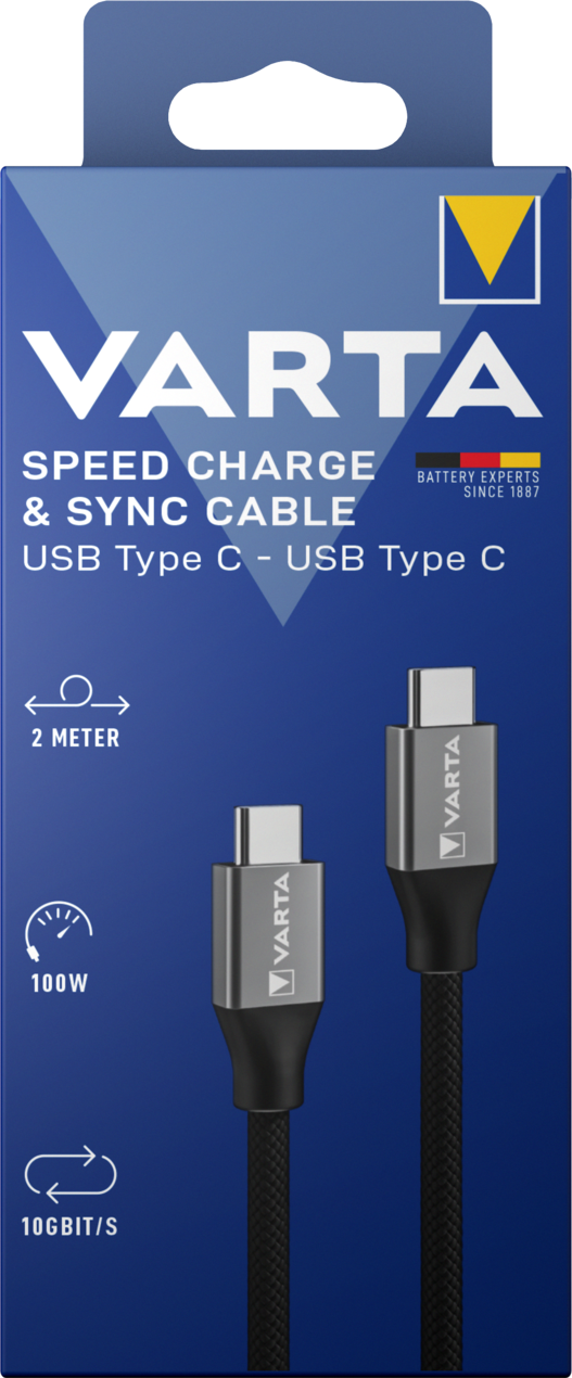 57936101111 Varta USB Cable, Male USB Type C to Male, USB Type C USB Type C, Black, 5.5 mm