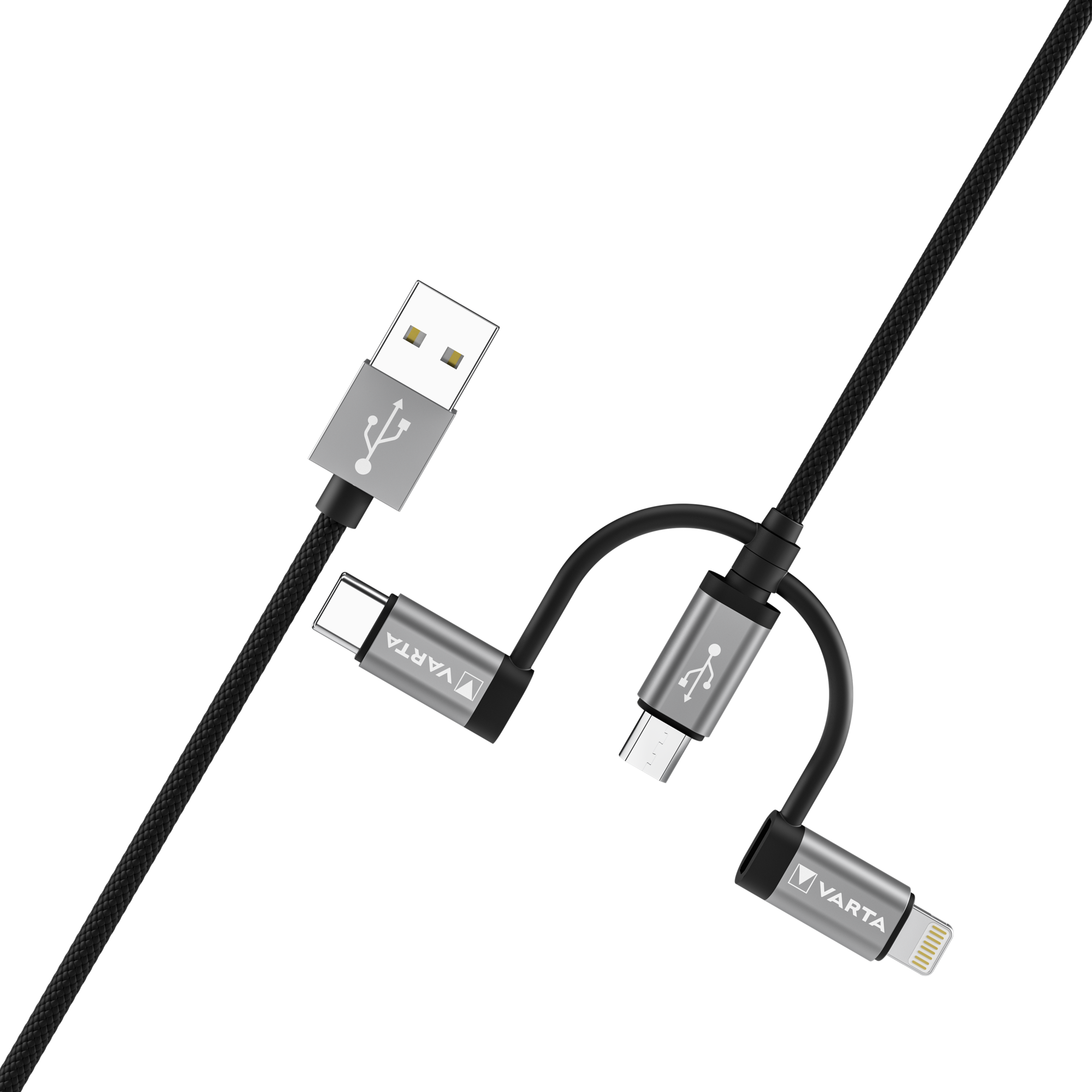 57937101111 Varta USB Cable, Male USB Type A to Male, USB Type C USB Type C, Black, 3.5 mm