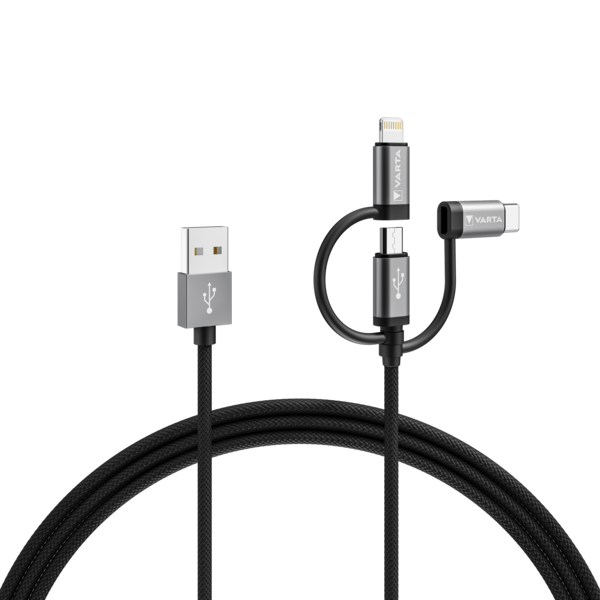 Varta USB Cable, Male USB Type A to Male, USB Type C USB Type C, Black, 3.5 mm