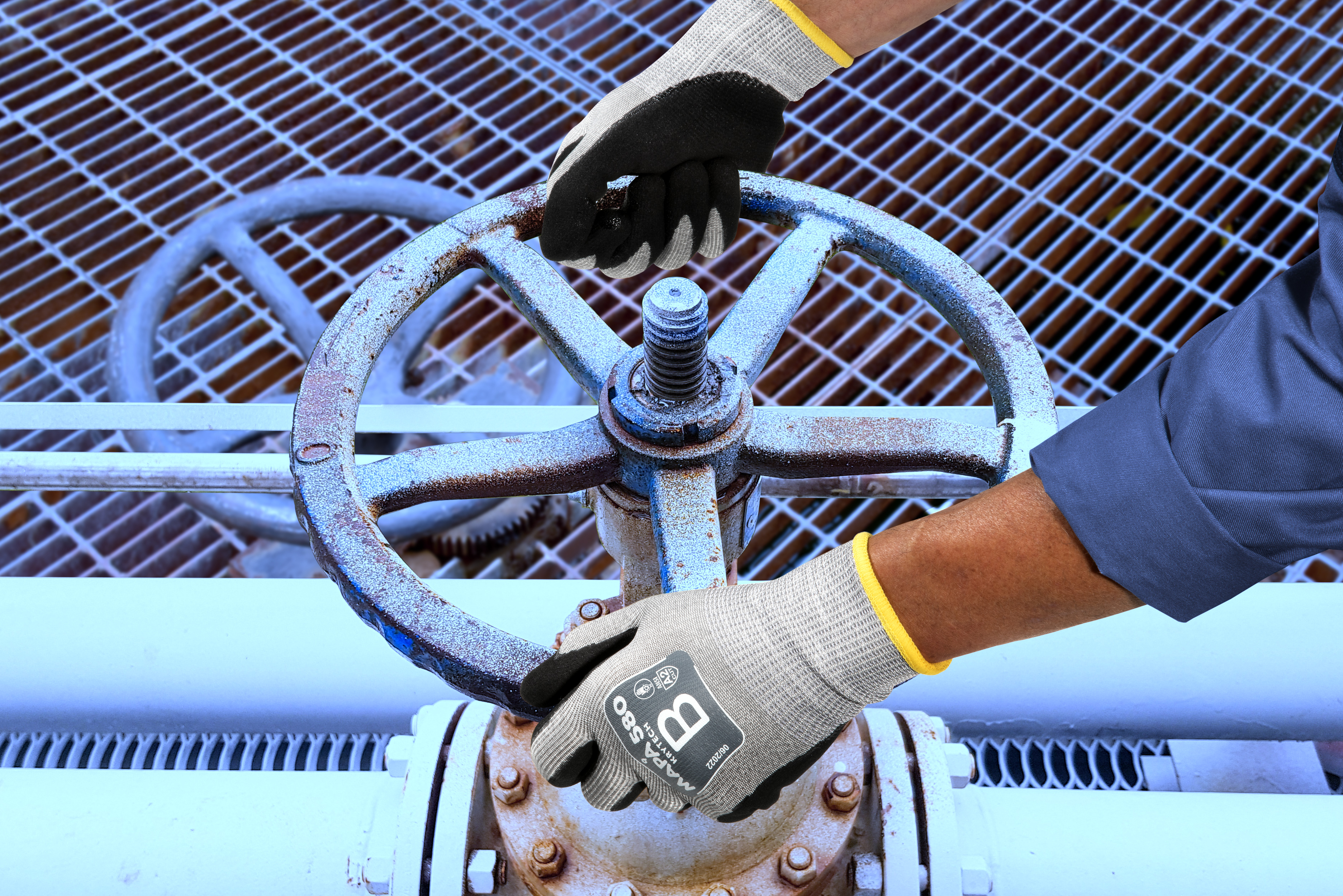 580 Mapa KRYTECH  Grey High Performance Polyethylene Work Gloves, Size 8, Nitrile Coating