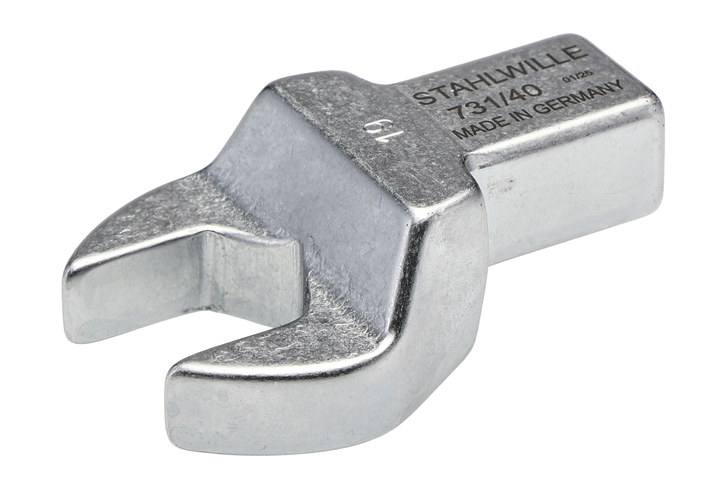 STAHLWILLE Open Ended Insert Spanner Head, 14 x 18 mm Insert, 19 mm, Chrome Finish