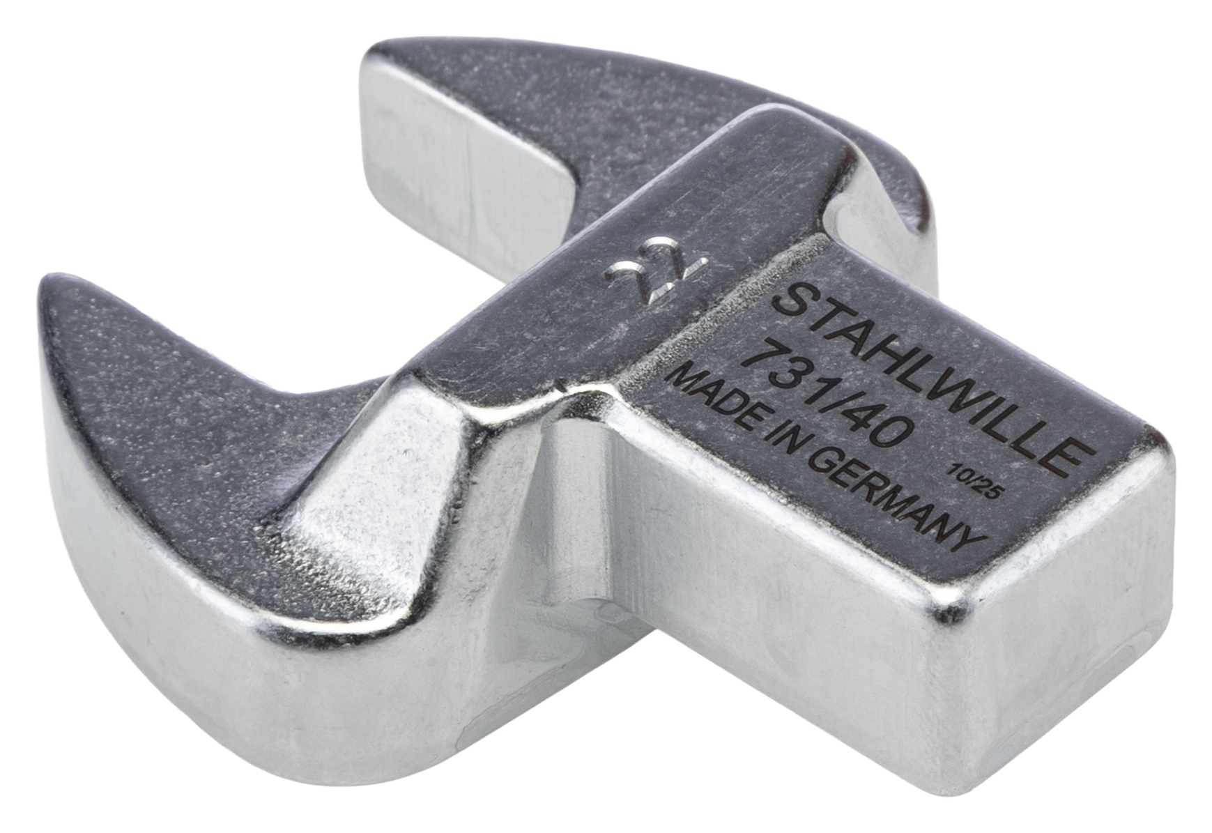 STAHLWILLE Open Ended Insert Spanner Head, 14 x 18 mm Insert, 22 mm, Chrome Finish