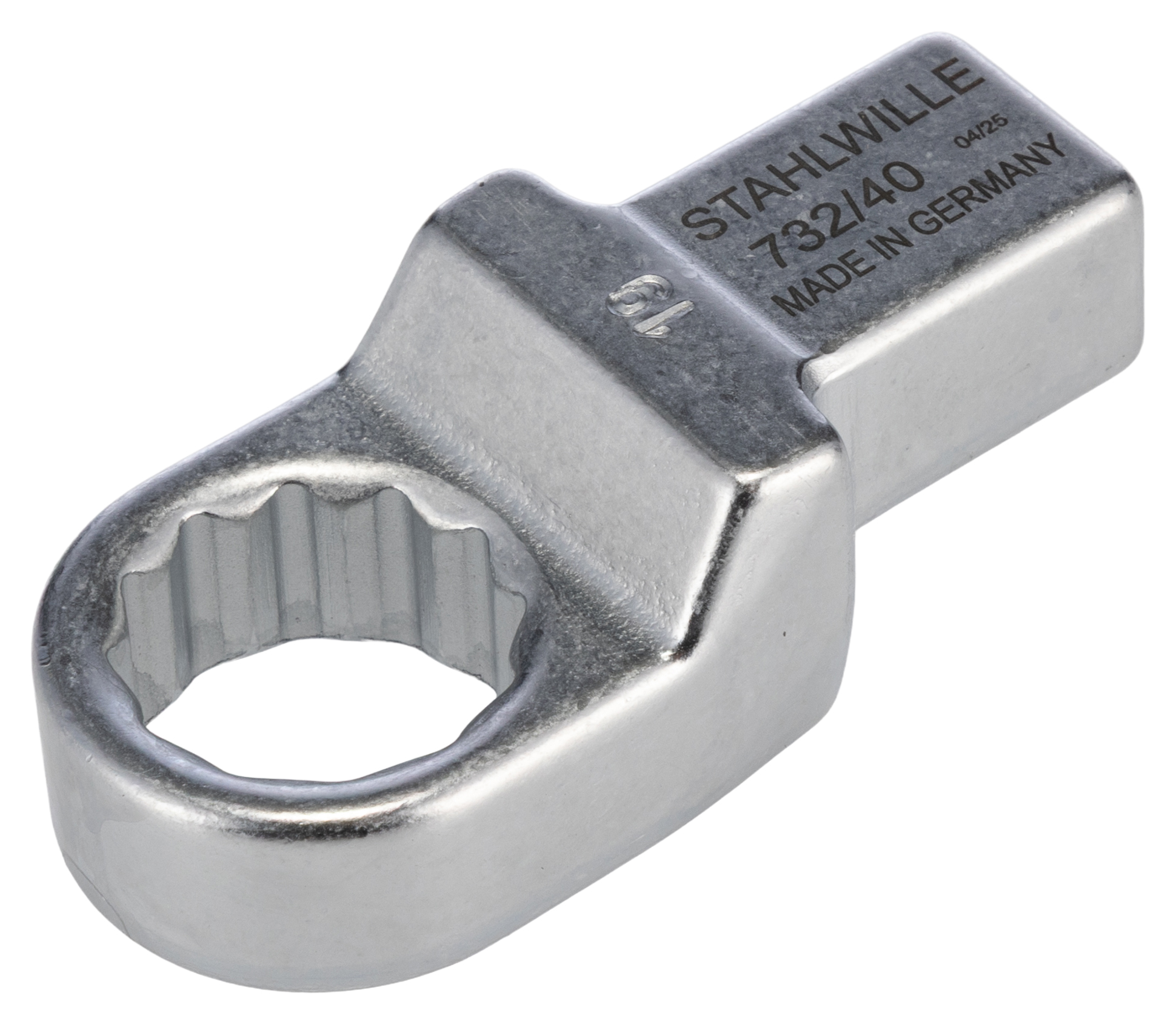 STAHLWILLE Round Insertion Ring Spanner, 14 x 18 mm Insert, 19 mm, Chrome Finish