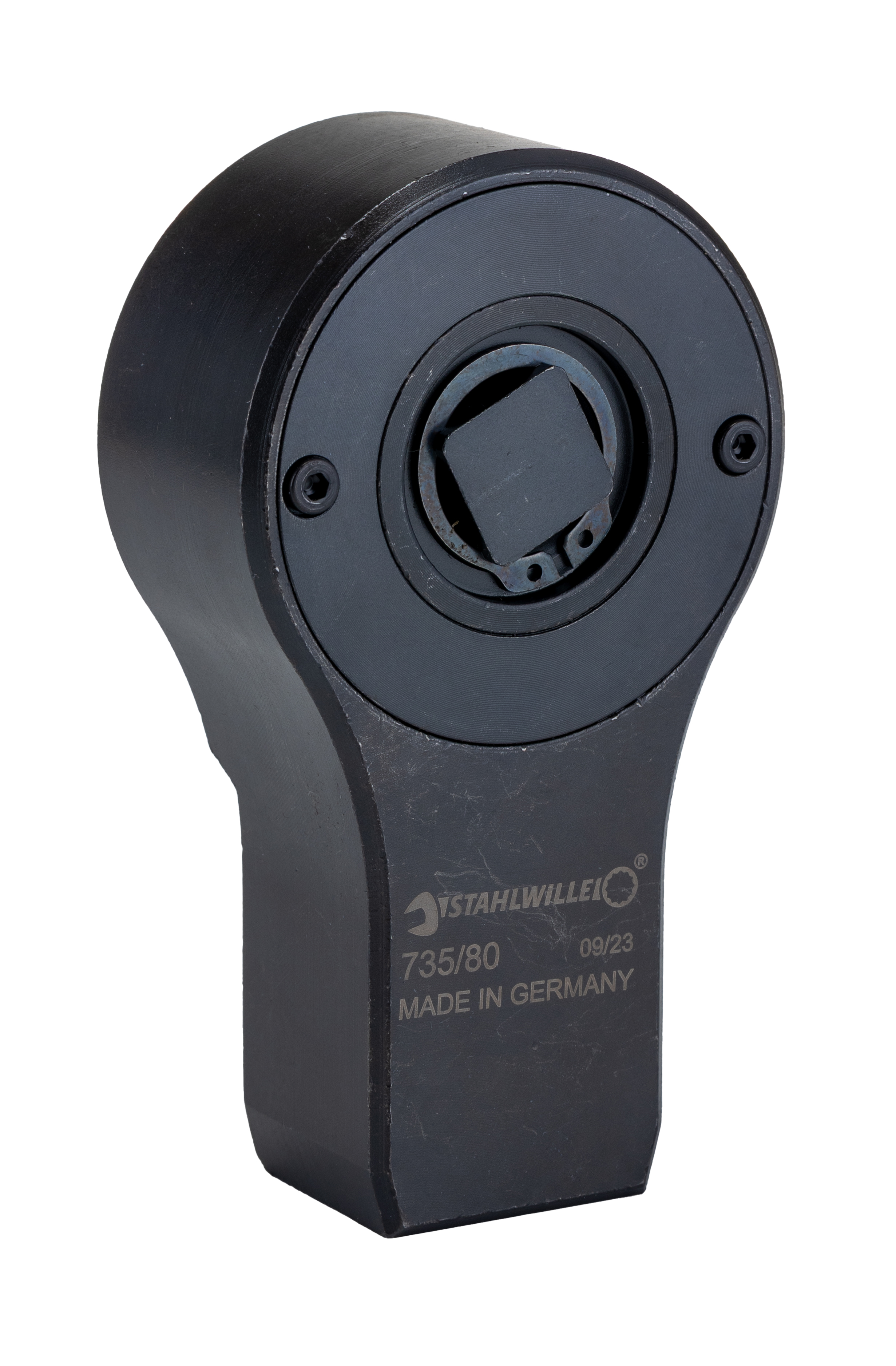 58250080 STAHLWILLE Round Ratchet, 24.5 x 28 mm Insert, 76 mm, Black Oxide Finish