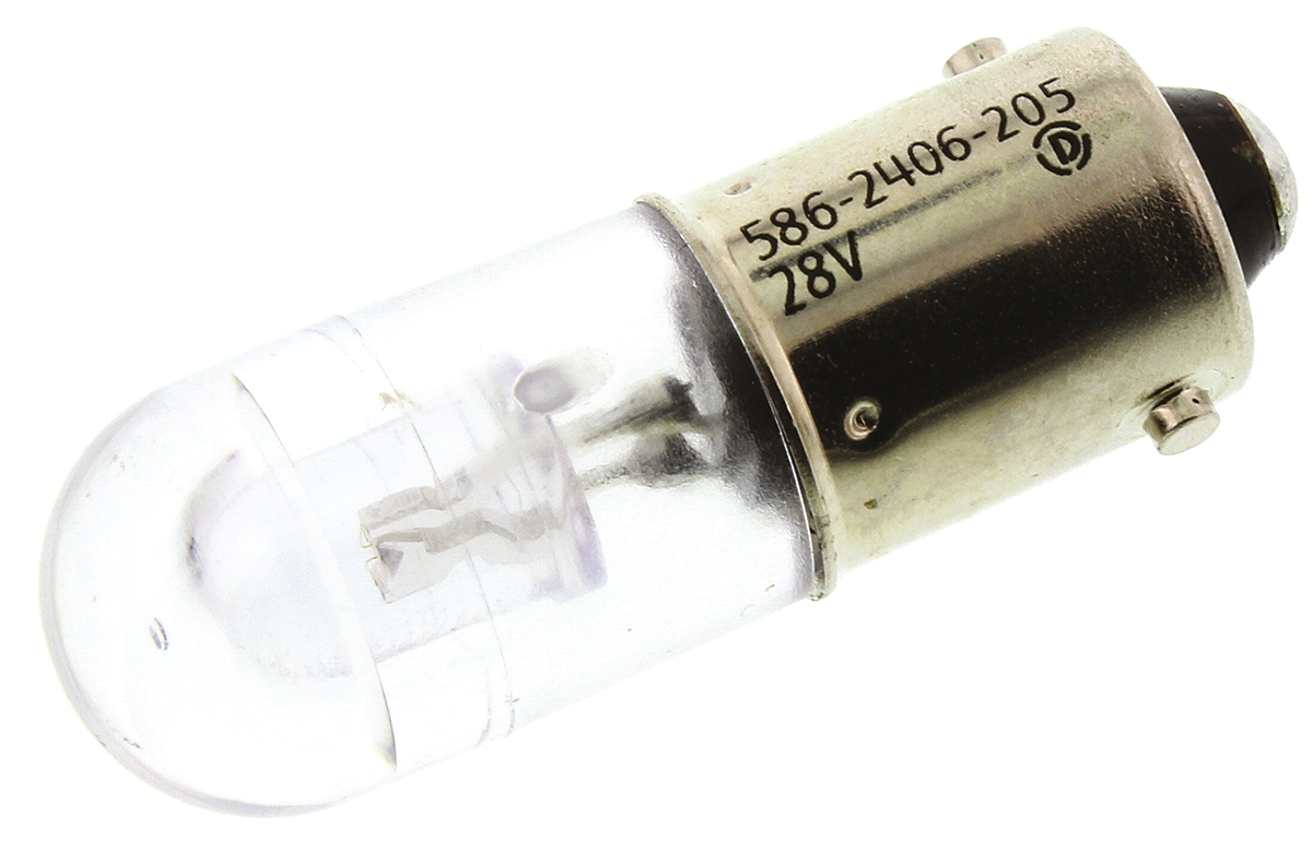 Dialight White Indicator Lamp Single Chip, 28V dc, BA9 Base, 10 mm Diameter