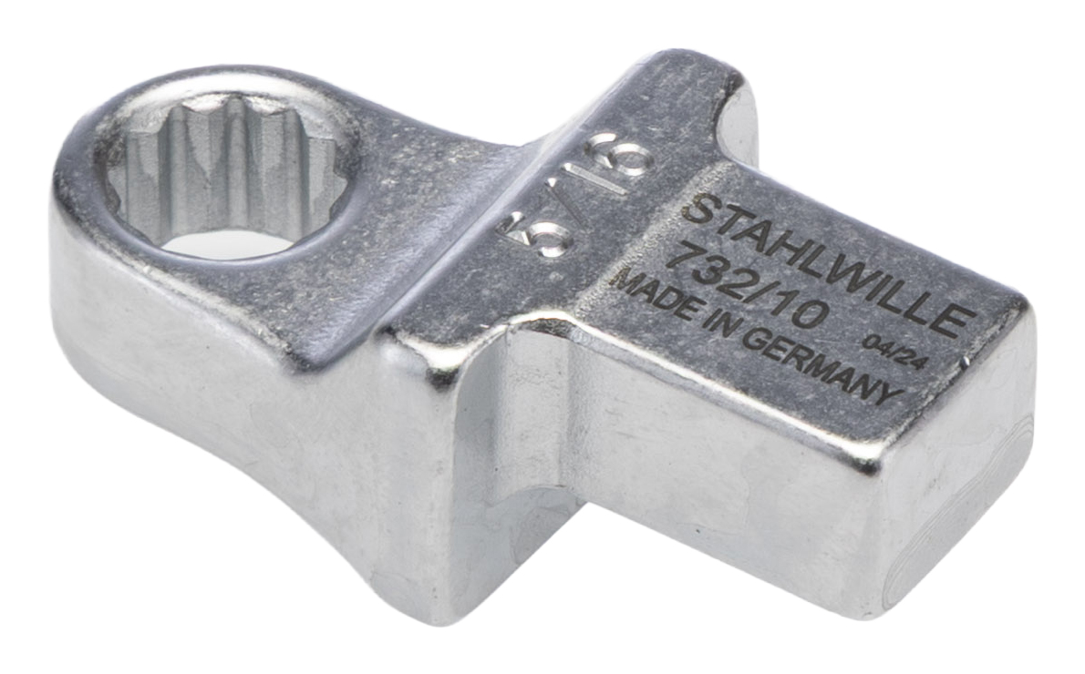 STAHLWILLE Round Insertion Ring Spanner, 9 x 12 mm Insert, 14.2 mm, Chrome Finish