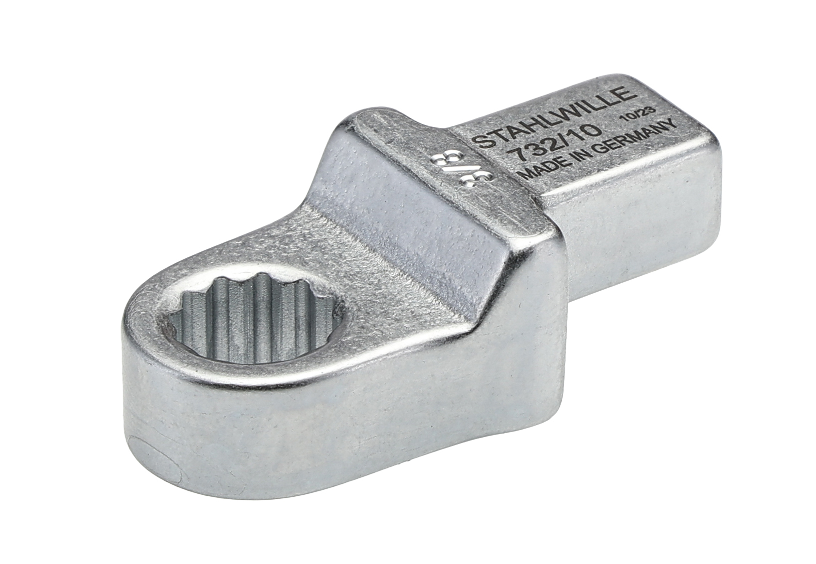 STAHLWILLE Round Insertion Ring Spanner, 9 x 12 mm Insert, 17.2 mm, Chrome Finish