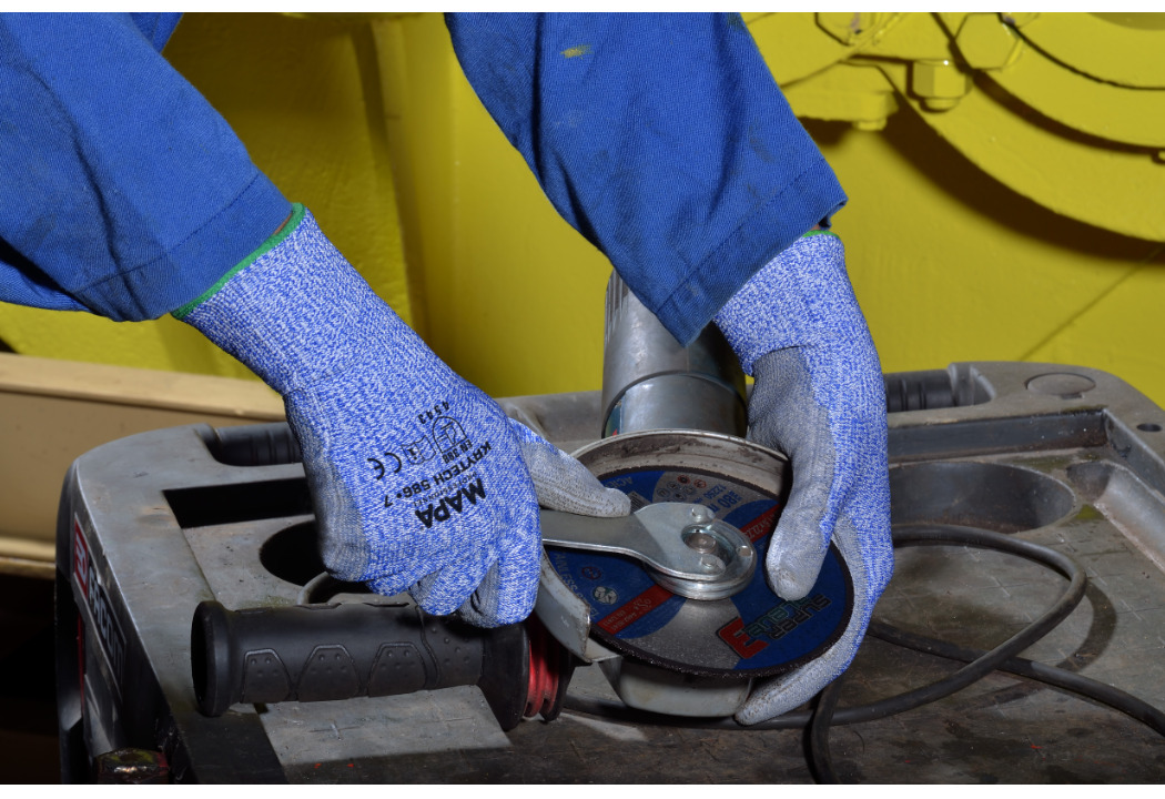 586 Mapa KRYTECH  Blue High Performance Polyethylene Work Gloves, Size 8, Polyurethane Coating