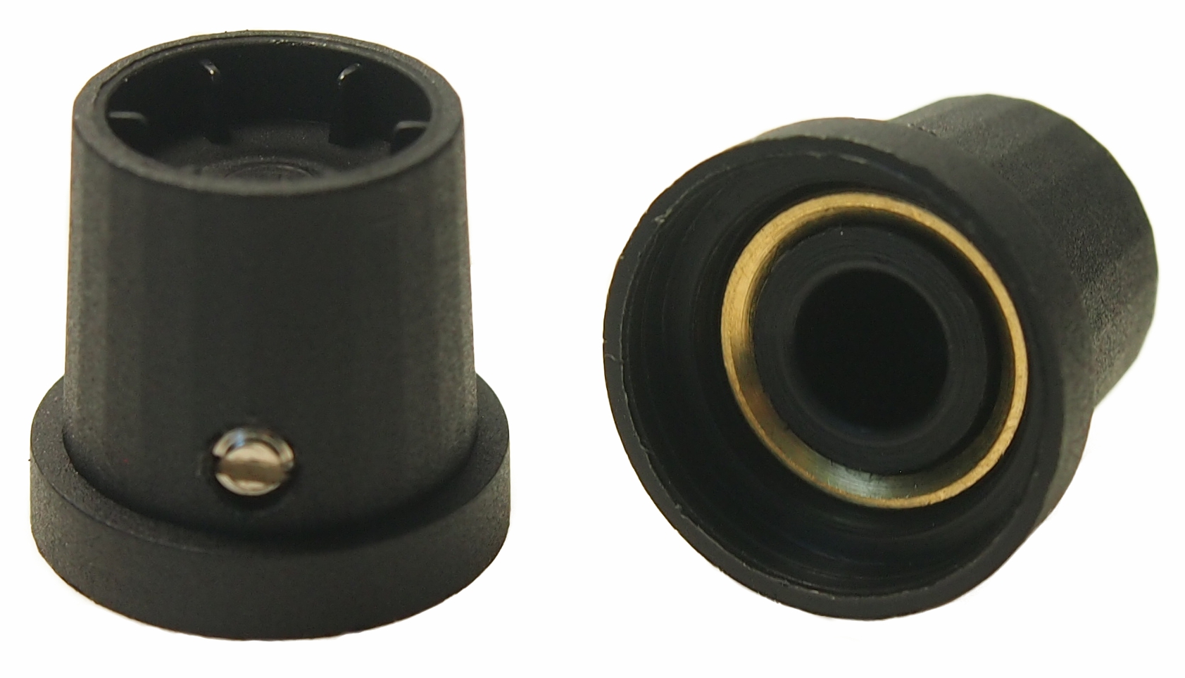 RS PRO 19.5 mm Knob Diameter Black Potentiometer Knob for 6 mm Shaft Round Shaft