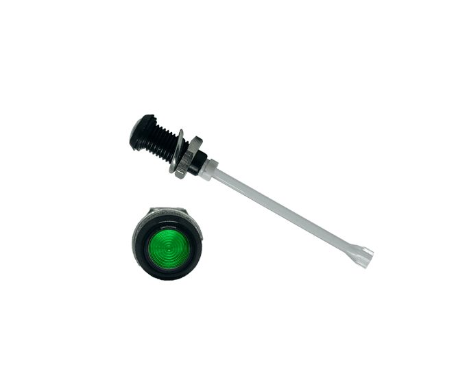 RHD-2140-F9PZG67PR Bivar, Panel Mount Vertical LED Light Pipe, Green Round Lens