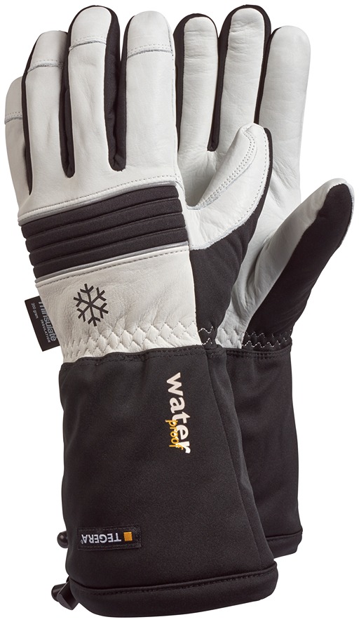 Tegera 595 Black, White Leather Work Gloves, Size 11