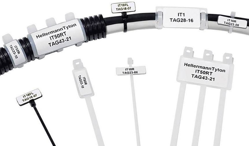 HellermannTyton White Cable Labels, 43 mm Width, 2500 Per Pack Qty, 21 mm