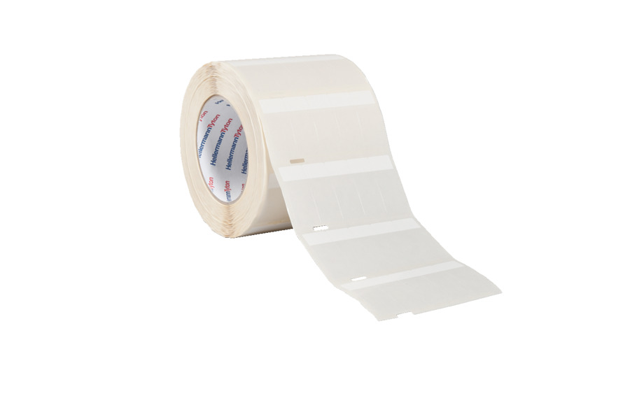 HellermannTyton Transparent, White Cable Labels, 12.7 mm Width, 5000 Per Pack Qty, 36.5 mm