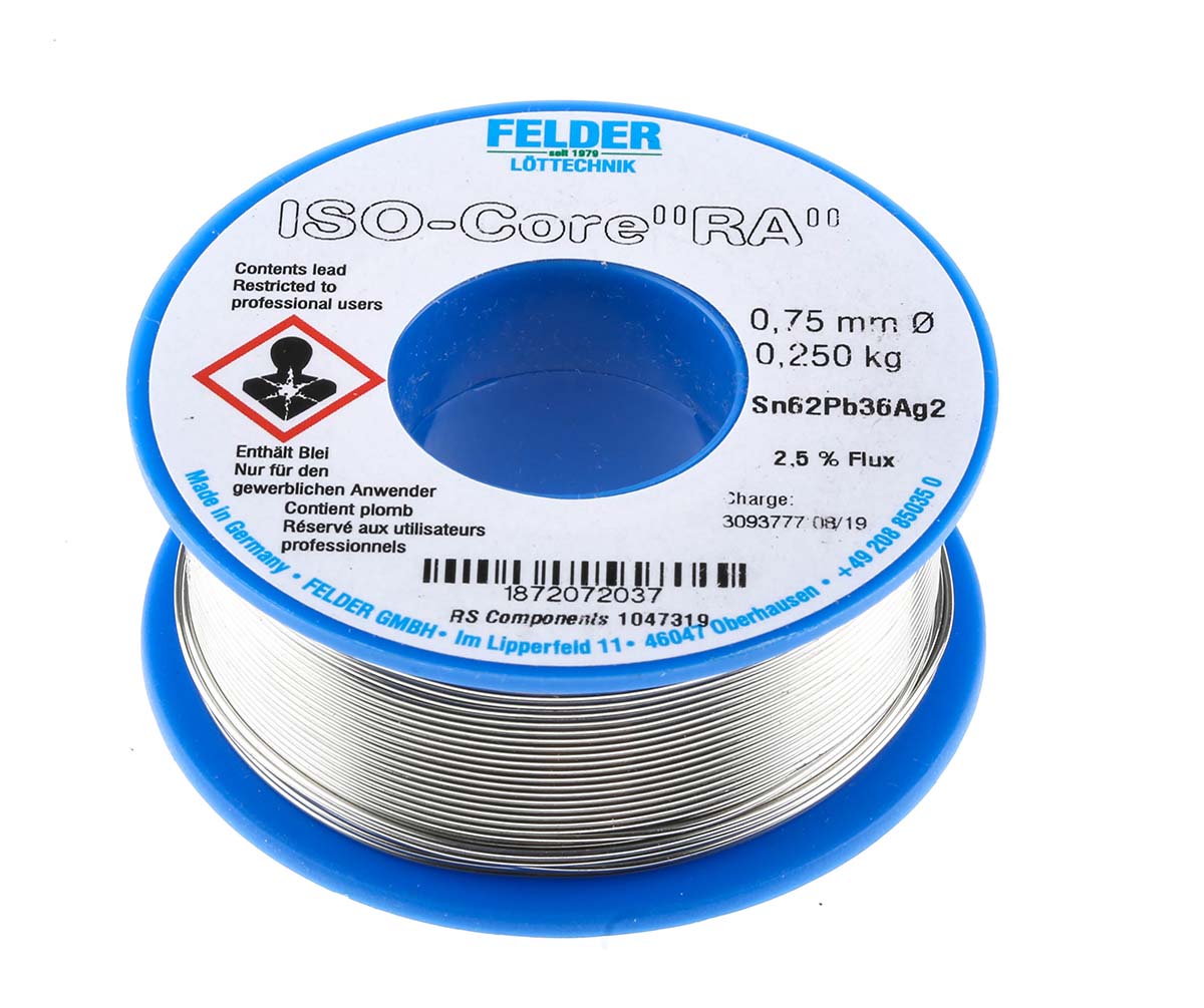 Felder Lottechnik Wire, 0.75mm Lead solder, 179°C Melting Point