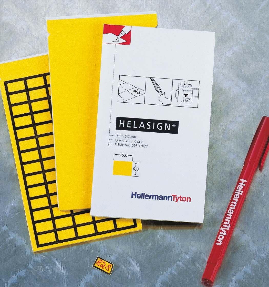 HellermannTyton Yellow Adhesive Adhesive Label Sheet, Pack of 600 Per Pack