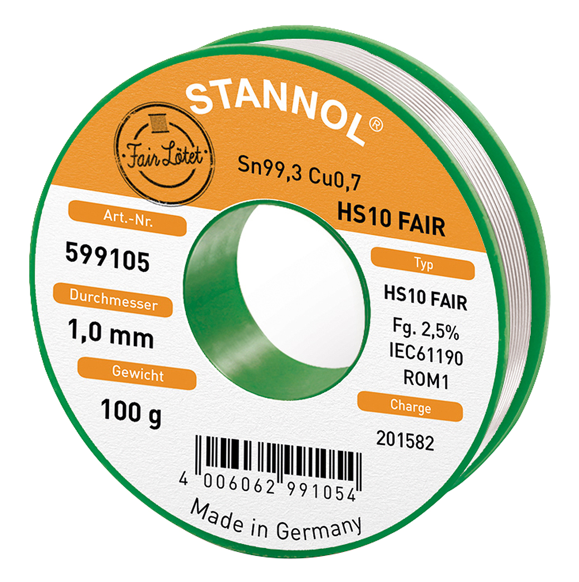 Stannol Wire, 1 mm Lead Free Solder, 227 °C Melting Point
