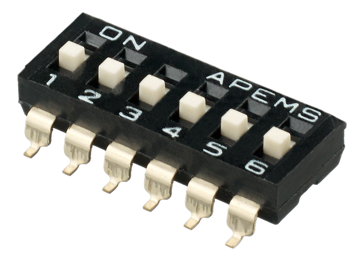 APEM 6 Way Surface Mount DIP Switch SPST, Raised Actuator Slide Actuator