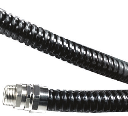 HellermannTyton Flexible Conduit, 16mm Nominal Diameter, Galvanised Steel, Black