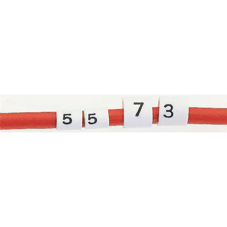 TE Connectivity Heat Shrink Cable Markers, White, Pre-printed "E", 4 → 12mm Cable, TRSA-1019/G/1/E