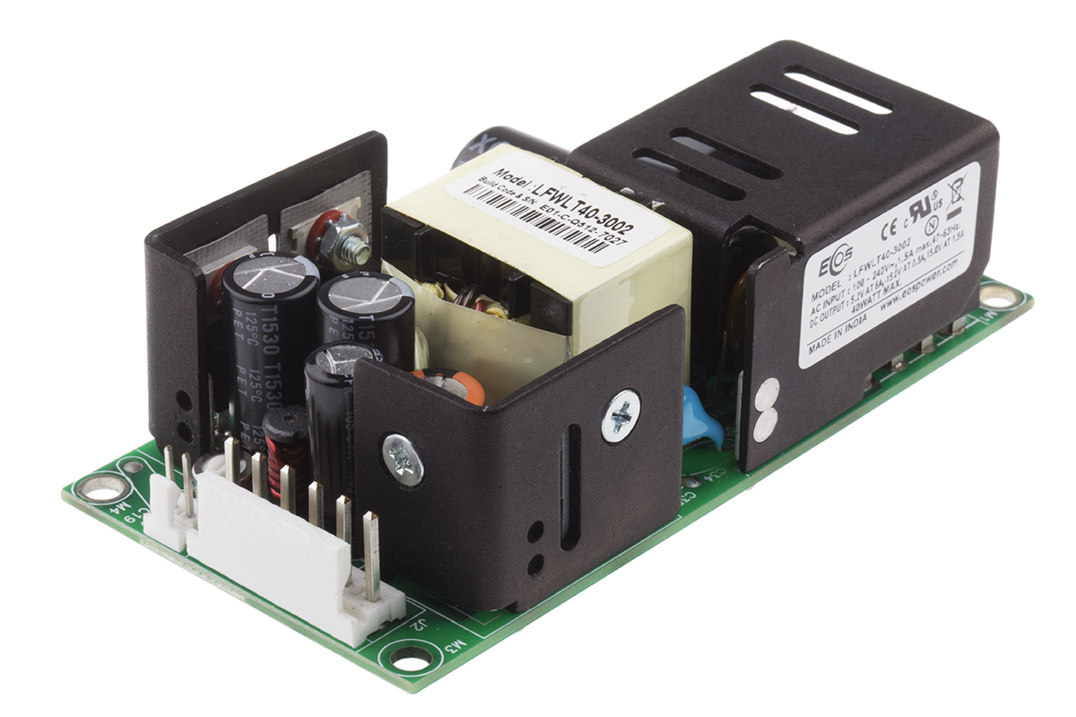 EOS Switching Power Supply, LFWLT40-3002, 5.2 V dc, 14.6 V dc, 1.5 A, 6 A, 500mA, 40W, Triple Output, 90 → 264V
