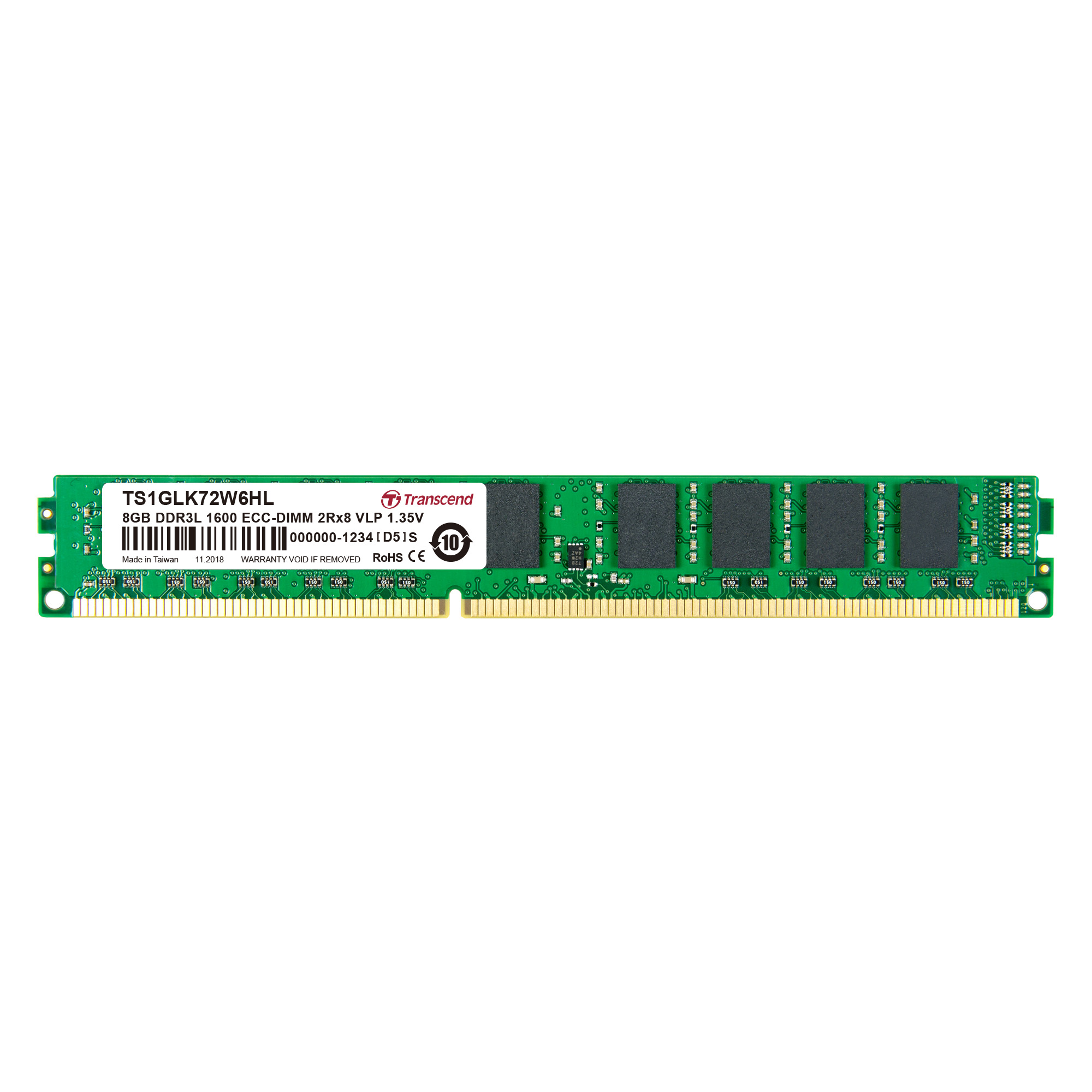 Transcend 8 GB DDR3L Desktop, Server RAM, 1600Mbit/s, UDIMM, 1.35V