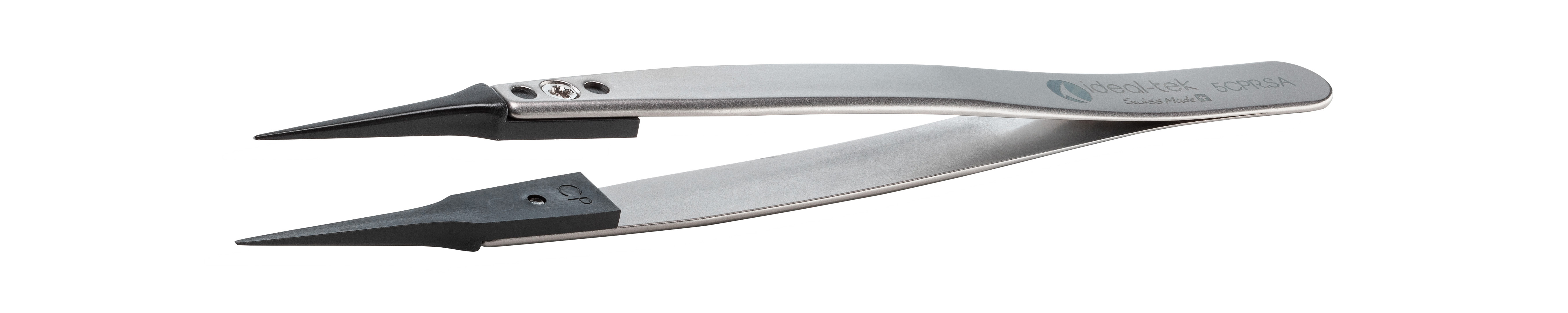 ideal-tek 130mm Stainless Steel, Polyetheretherketone Straight, Very Fine, Sharp ESD Safe Tweezer