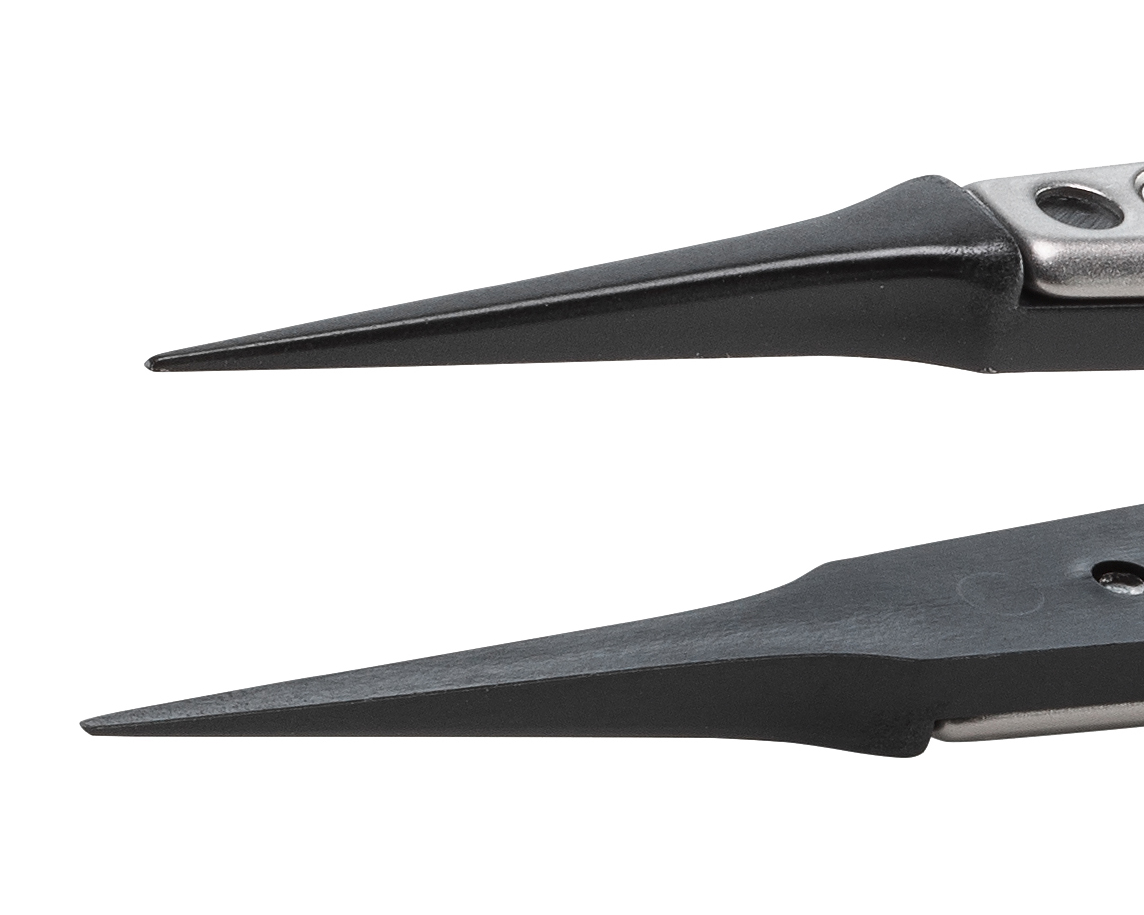 5cprsa1 ideal-tek 130mm Stainless Steel, Polyetheretherketone Straight, Very Fine, Sharp ESD Safe Tweezer