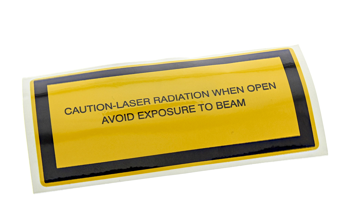 Brady Black/Yellow Vinyl Safety Labels, Caution-Laser Radiation When Open Avoid Exposure To Beam-Text 52 mm x 105mm