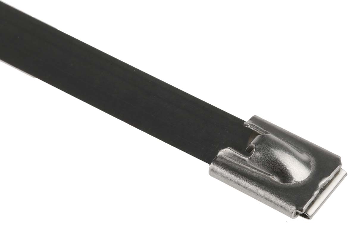 159-5313 RS PRO Cable Tie, Roller Ball, 200 mm x 7.9mm, Metallic 316 Stainless Steel