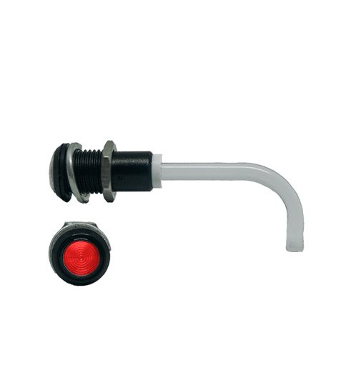 RHD-0900-3500-F9PZR67PR Bivar, Panel Mount Right Angle LED Light Pipe, Red Round Lens