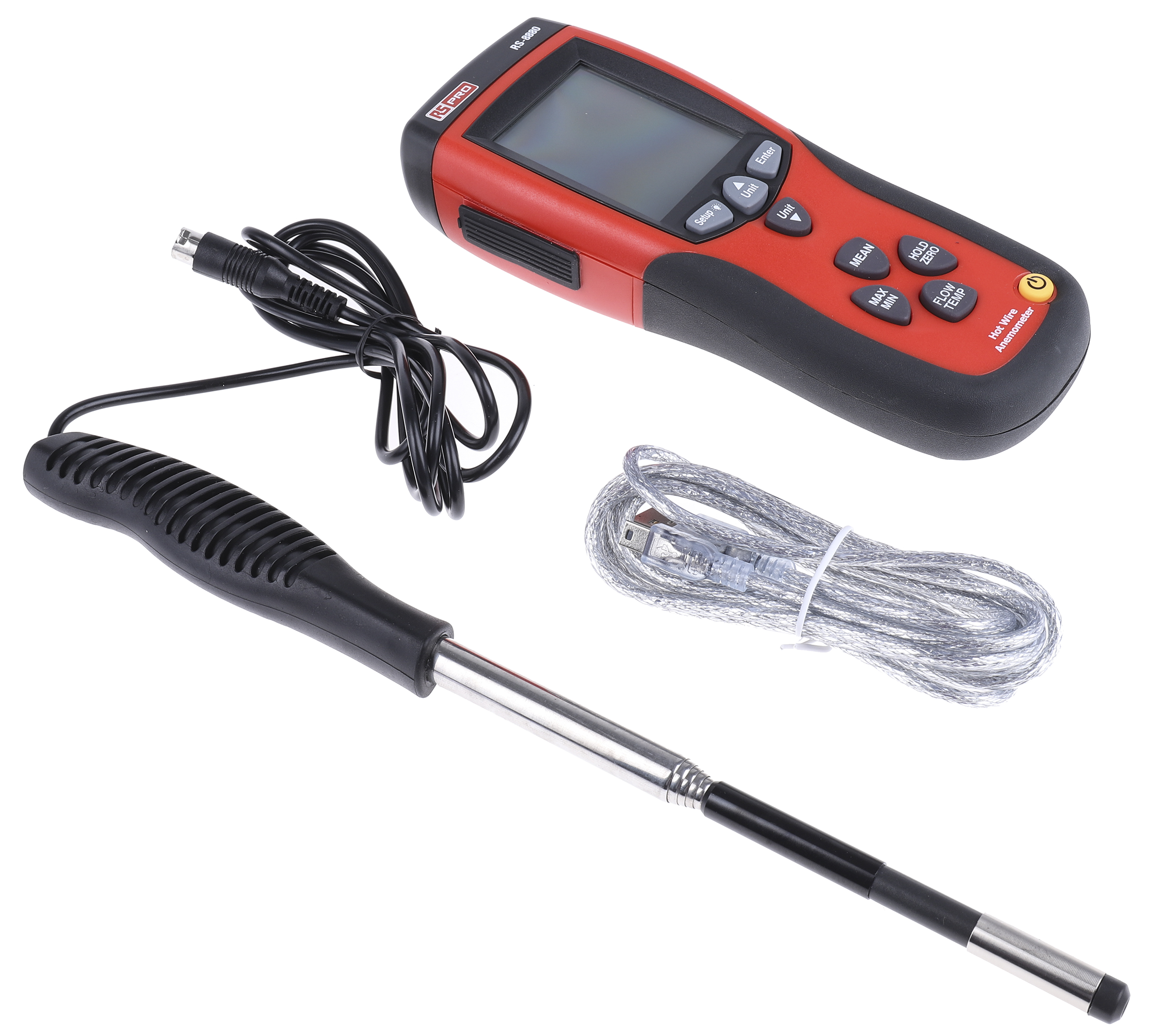 193-8699 RS PRO DT-8880 Anemometer, Measures Air Flow, Air Velocity, Temperature, 25 m/s