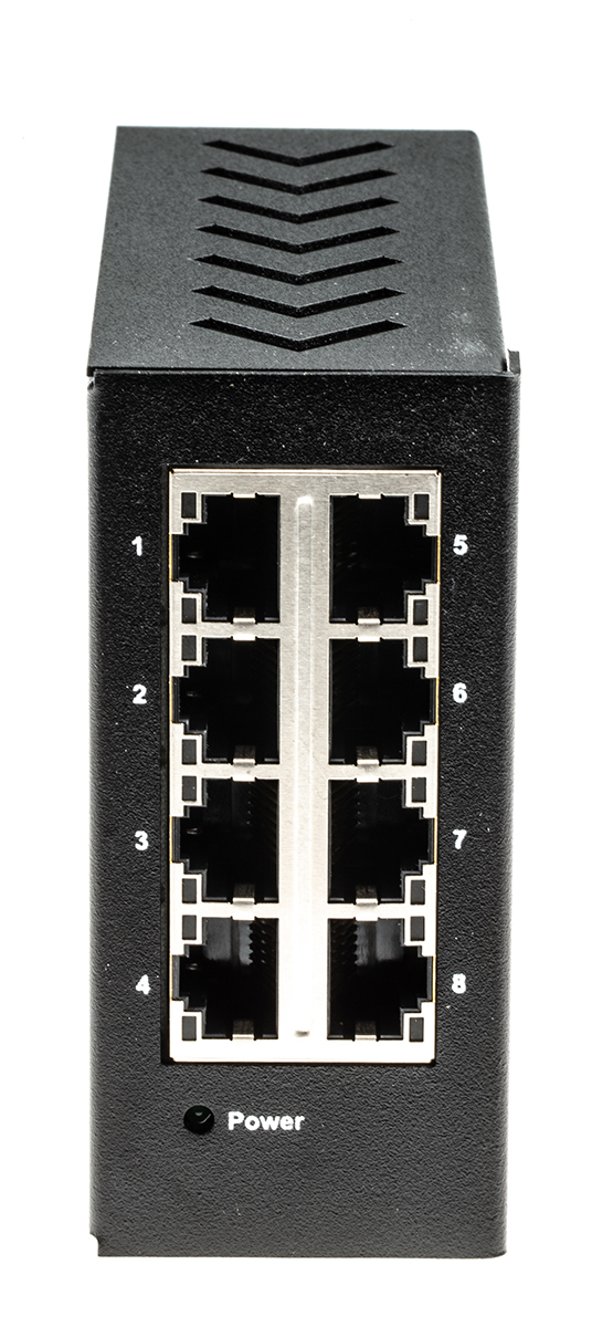 144-8676 RS PRO DIN Rail Mount Industrial Ethernet Switch, 8 RJ45 Ports, 10/100Mbit/s Transmission