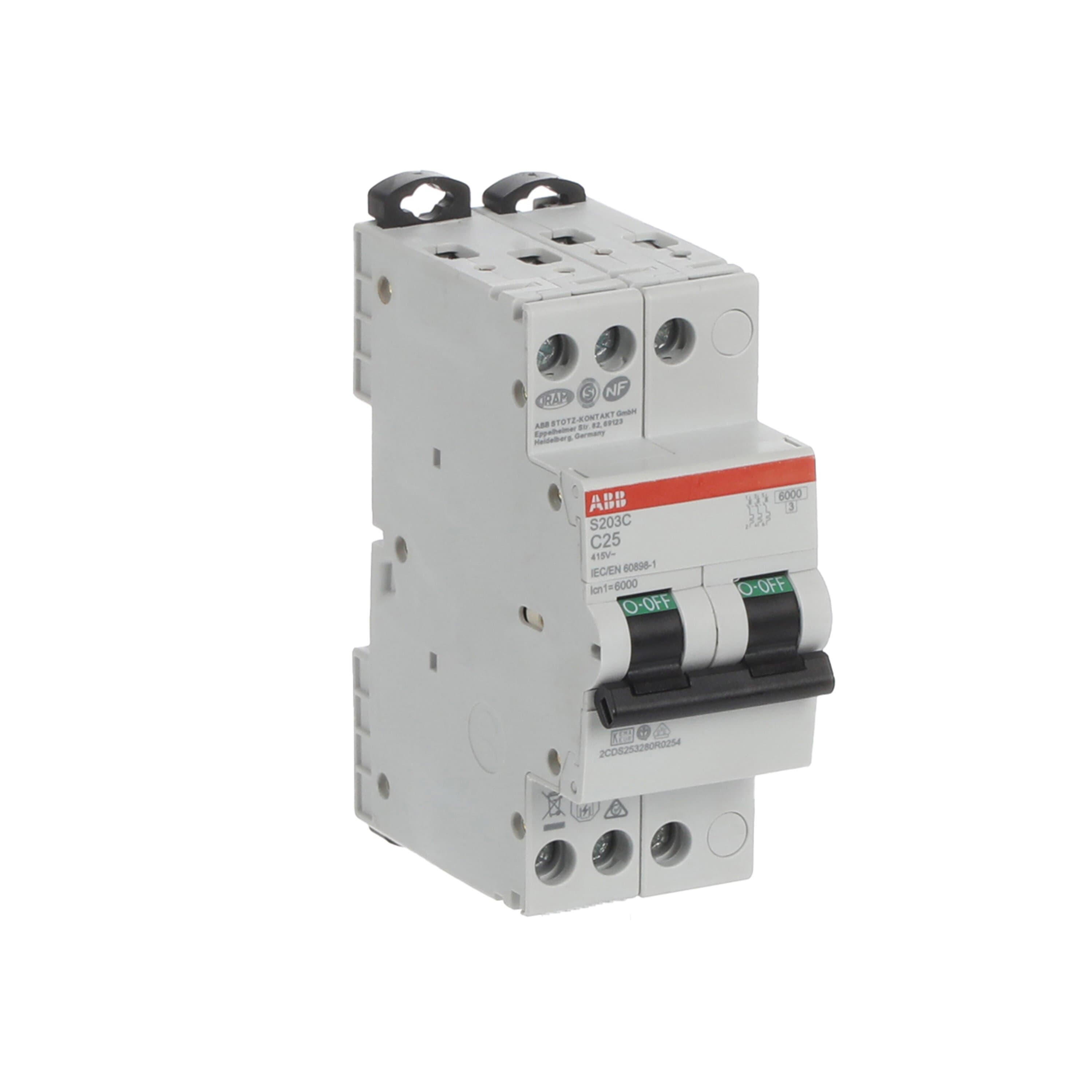 2cds253280r0254 ABB S200C MCB, 3P, 25A Curve C, 415V AC, 6 kA Breaking Capacity