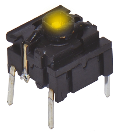 MEC IP67 Yellow Tactile Switch Cap, 12.5 mm, SPST 50 mA 24 V dc, Through Hole