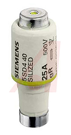 Siemens 25A D2 Bottle Fuse, E27 Thread Size, gR, 500V ac/dc