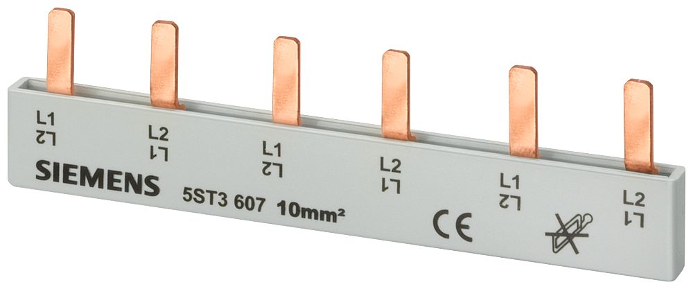 Siemens Oxygen-Free Phosphorus-Deoxidised Copper SENTRON 5ST3 2 Phase Busbar, 18 mm Pitch