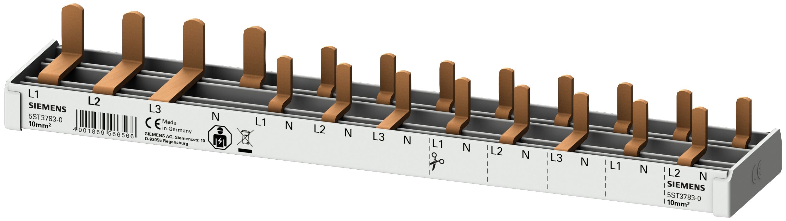 Siemens SENTRON 3 Phase Busbar, 400 V, 18 mm Pitch