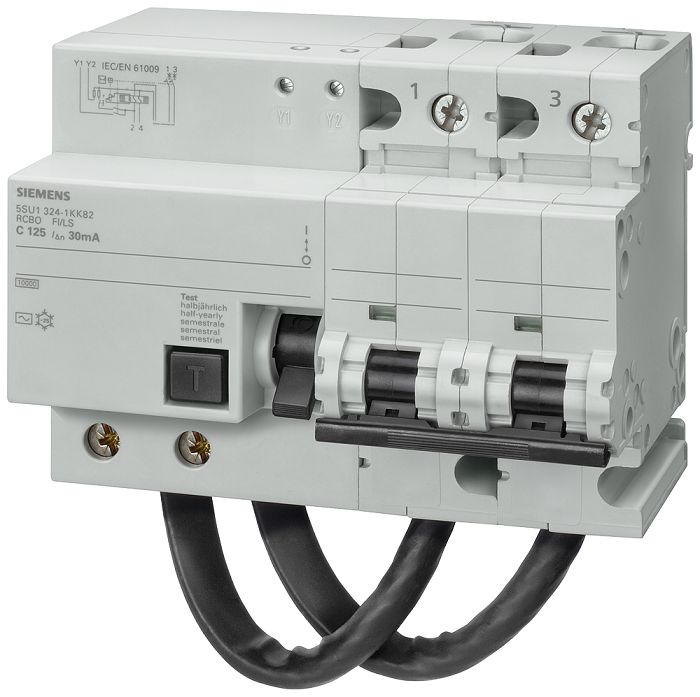 Siemens Residual Current Circuit Breaker with Overload Protection, 125A Current Rating, 2-Pole, 300 mA Trip Sensitivity,