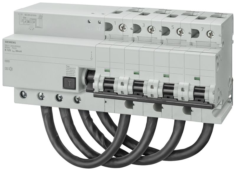 Siemens Residual Current Circuit Breaker with Overload Protection, 125A Current Rating, 4-Pole, 300 mA Trip Sensitivity,