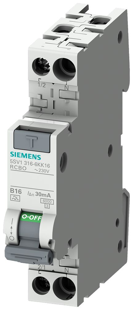 Siemens Residual Current Circuit Breaker with Overload Protection, 6A Current Rating, 2-Pole, 30 mA Trip Sensitivity,