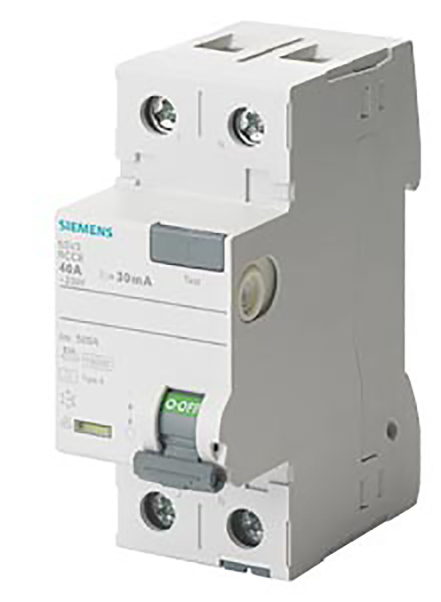 Siemens SENTRON Series Residual Current Circuit Breaker, 25A, 2-Pole, 30 mA, Type A, 0.8 kA 230V ac