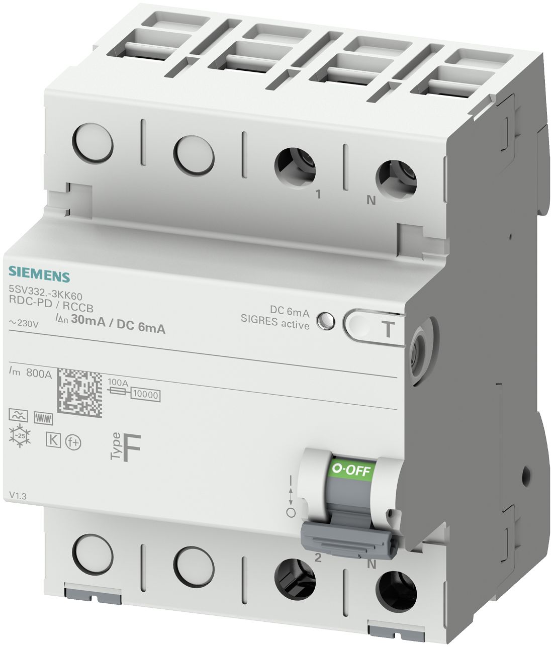 Siemens Residual Current Circuit Breaker, 25A, 2-Pole, 30 mA, Type F