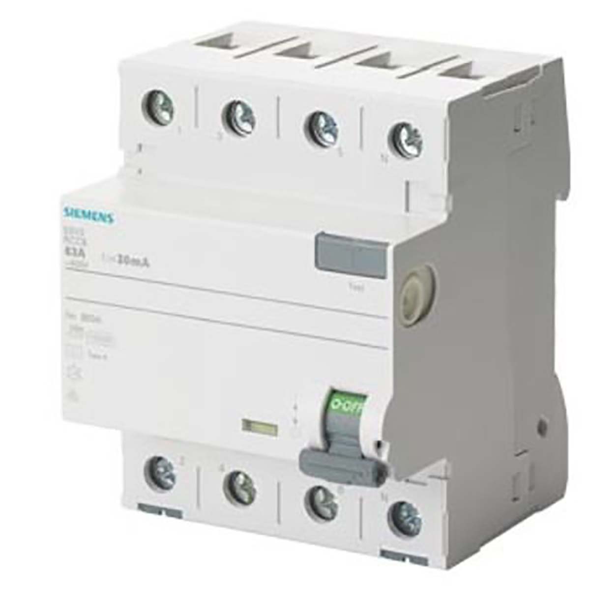 Siemens SENTRON Series Residual Current Circuit Breaker, 40A, 4-Pole, 30 mA, Type F, 10 kA 400V ac
