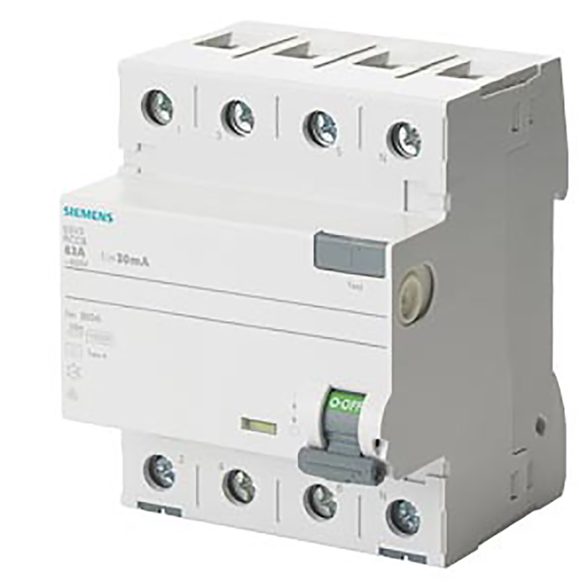 Siemens SENTRON Series Residual Current Circuit Breaker, 40A, 4-Pole, 30 mA, Type A, 0.8 kA 400V ac